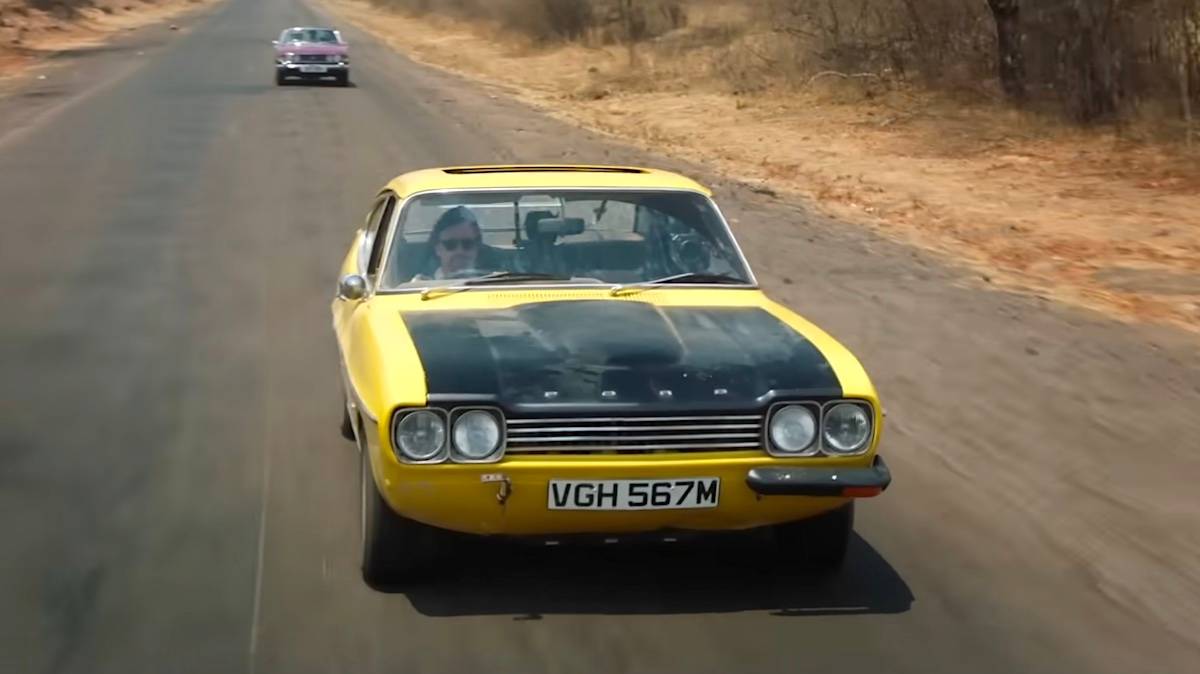 Richard Hammond driving a Mk1 Ford Capri GXL